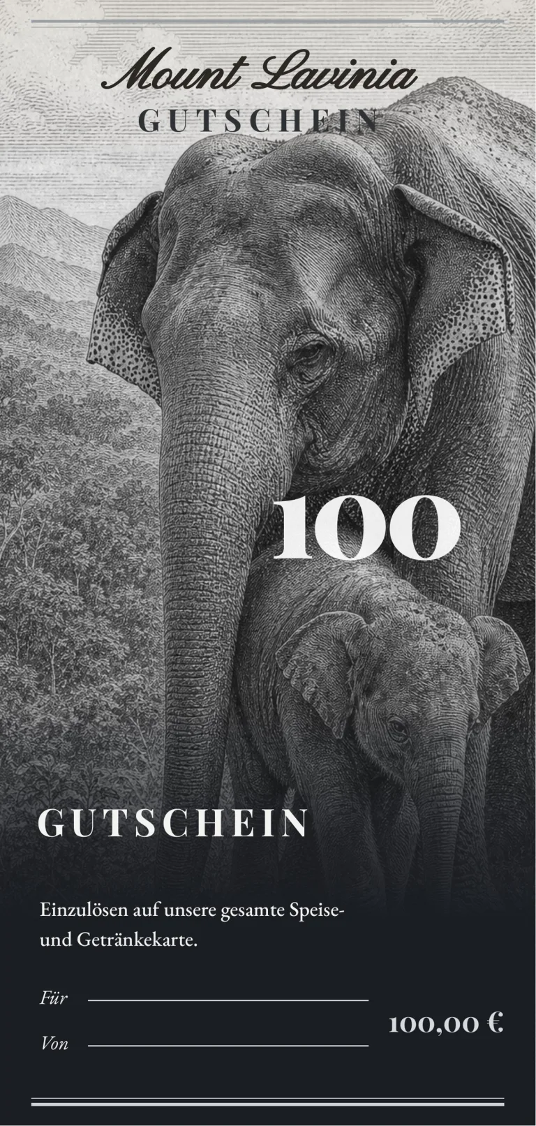Gutschein 100 € mit Elefanten-Motiv
